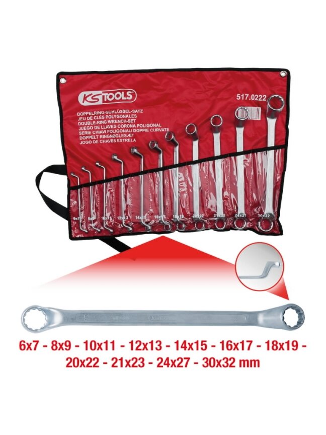 Raktų žiediniais galais komplektas 11vnt., 6-32mm, KS Tools 2