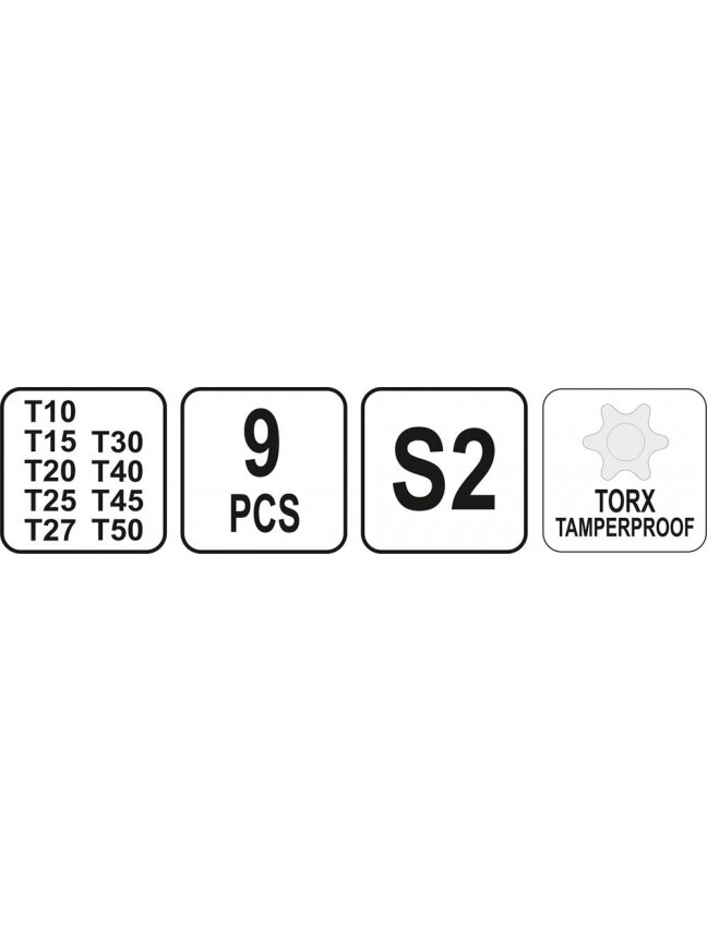 Raktų žvaigždinių su rankena rinkinys TORX, 9 vnt Yato | T10-T50mm 3