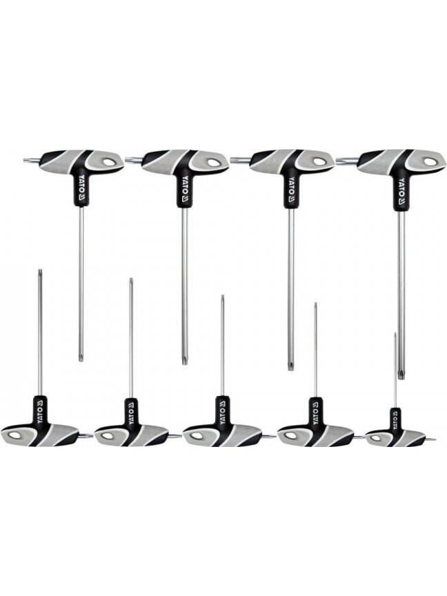 Raktų žvaigždinių su rankena rinkinys TORX, 9 vnt Yato | T10-T50mm