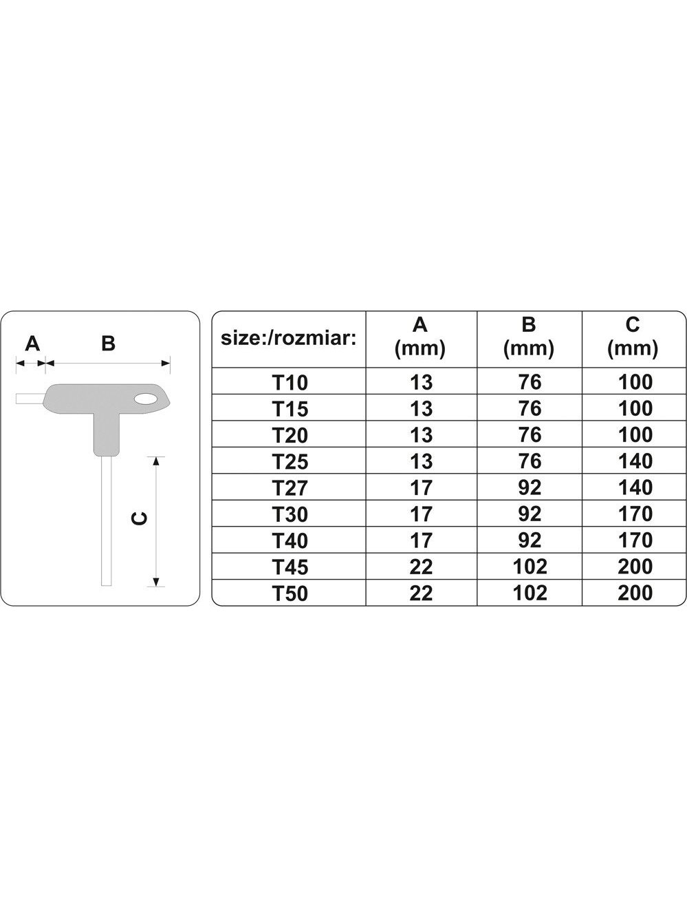 Raktų žvaigždinių su rankena rinkinys TORX, 9 vnt Yato | T10-T50mm 2 Raktų žvaigždinių su rankena rinkinys TORX, 9 vnt Yato | T10-T50mm 2
