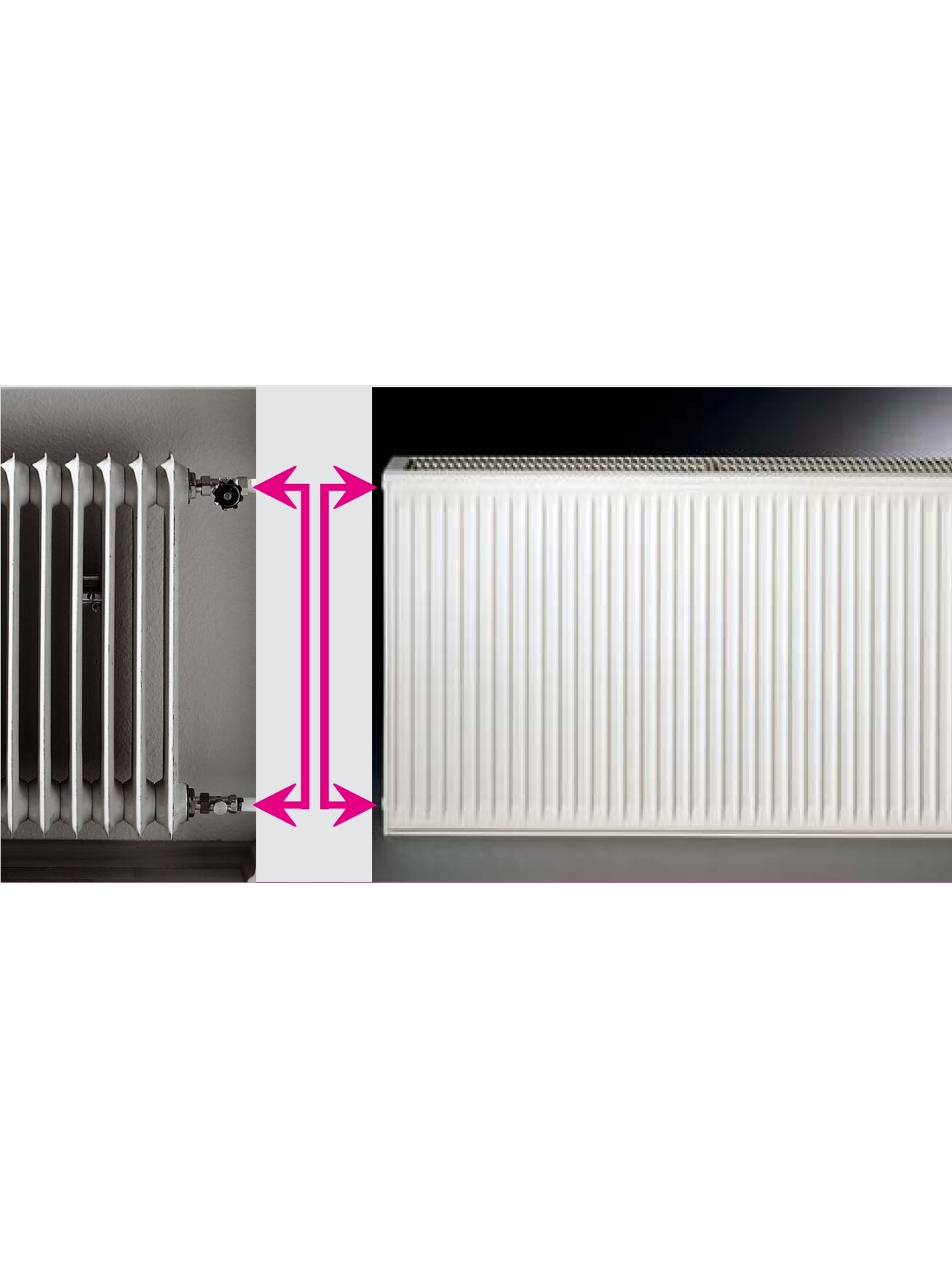 Renovacinis plieninis radiatorius HM 21C-AT-55-0600, prijungimas šoninis 1 Renovacinis plieninis radiatorius HM 21C-AT-55-0600, prijungimas šoninis 1