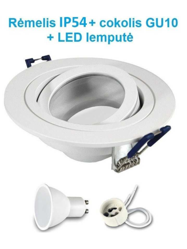 Reguliuojamas LED šviestuvas į pakalimą GU10 baltas