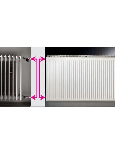 Renovacinis plieninis radiatorius HM 20C-AT-55-0600, prijungimas šoninis