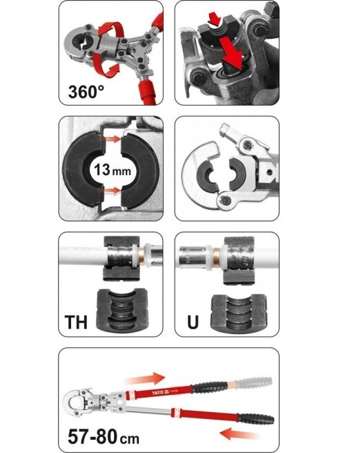 Replės PEX-AL-PEX vamzdžių užspaudimui Yato | U:16,20,25,32mm; TH: 16,20,26,32mm 7 Replės PEX-AL-PEX vamzdžių užspaudimui Yato | U:16,20,25,32mm; TH: 16,20,26,32mm 7