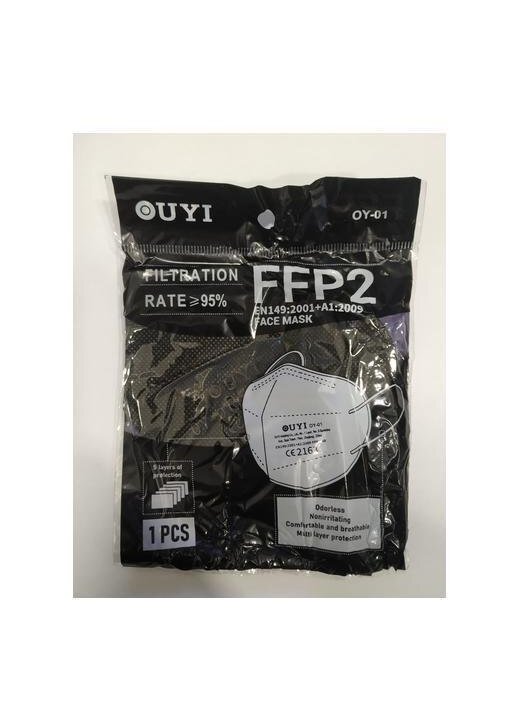 Respiratorius - kaukė FFP2 CE juodas (10 vnt) 1