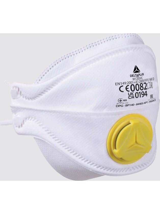 Respiratorius M1205VC su iškvėpimo vožtuvu ,10 vnt. FFP2, Delta Plus Respiratorius M1205VC su iškvėpimo vožtuvu ,10 vnt. FFP2, Delta Plus