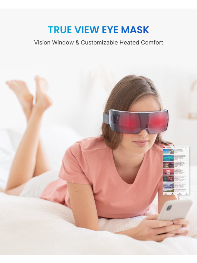 Renpho Eyeris View Eye Massager Akių priežiūros prietaisas su integruotomis šildymo pagalvėlėmis 1