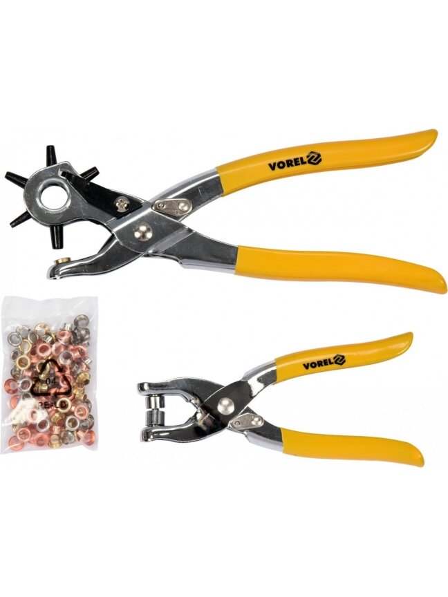 Replių rinkinys skylėms išmušti ir kniedyti Vorel 43603 | 2vnt + 100vnt kniedžių Replių rinkinys skylėms išmušti ir kniedyti Vorel 43603 | 2vnt + 100vnt kniedžių