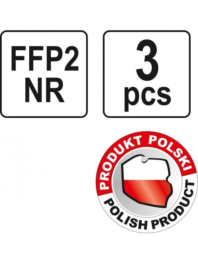 Respiratorius-kaukė su vožtuvu FFP2/KZ CE Yato | 3 vnt 2