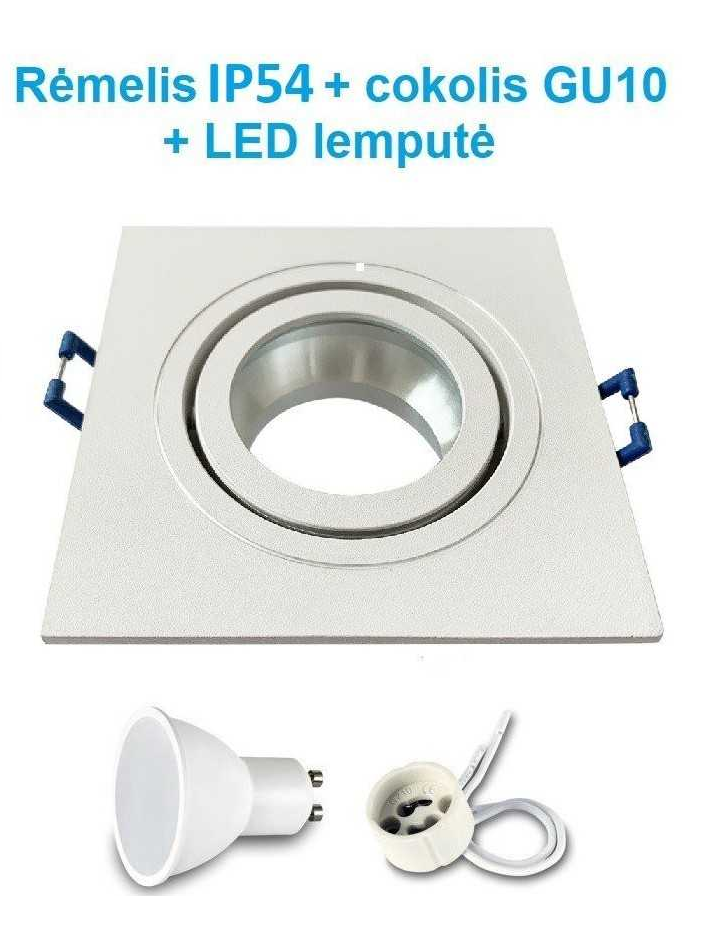 Reguliuojamas LED šviestuvas į pakalimą GU10 baltas kvadratinis Reguliuojamas LED šviestuvas į pakalimą GU10 baltas kvadratinis