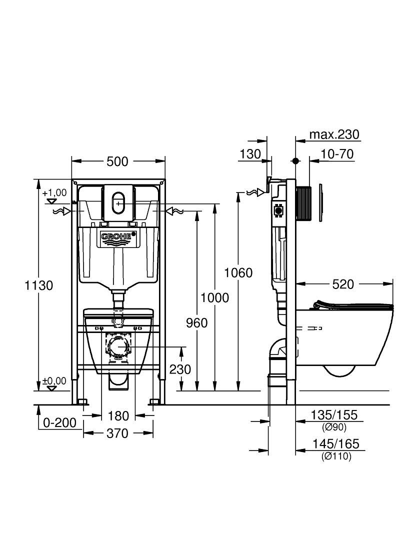 Rėmo su WC komplektas GROHE Solido 4 in 1 Serel SP26 3