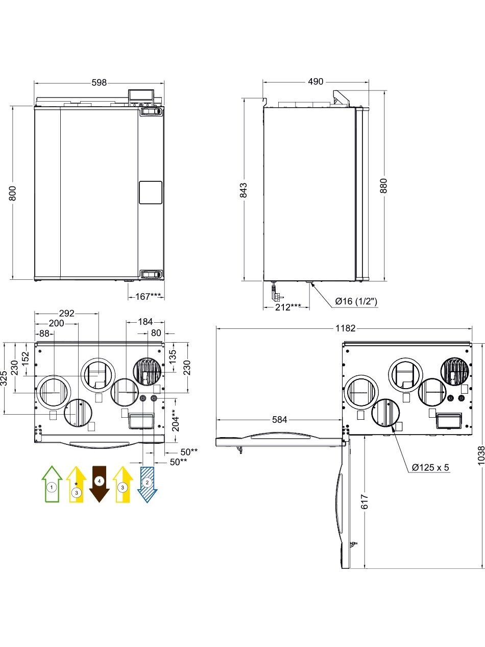 Rekuperatorius SystemAir Save, vertikalus, rotacinis, VTR 250, 1000W, dešininis 2