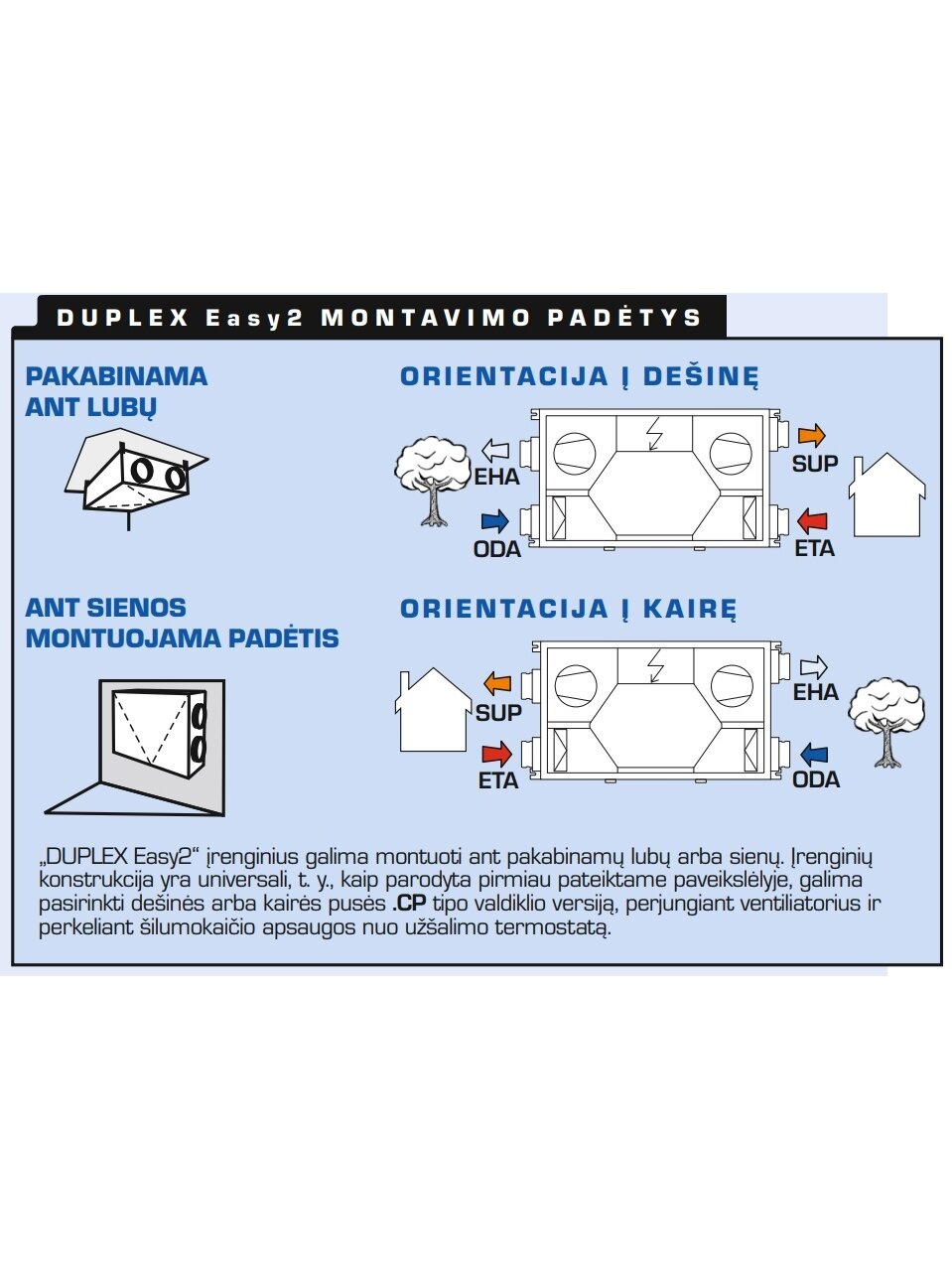 Rekuperatorius Duplex 300 Easy2.CP 300m³/h su CPA liet. jautr. pult. 2 Rekuperatorius Duplex 300 Easy2.CP 300m³/h su CPA liet. jautr. pult. 2