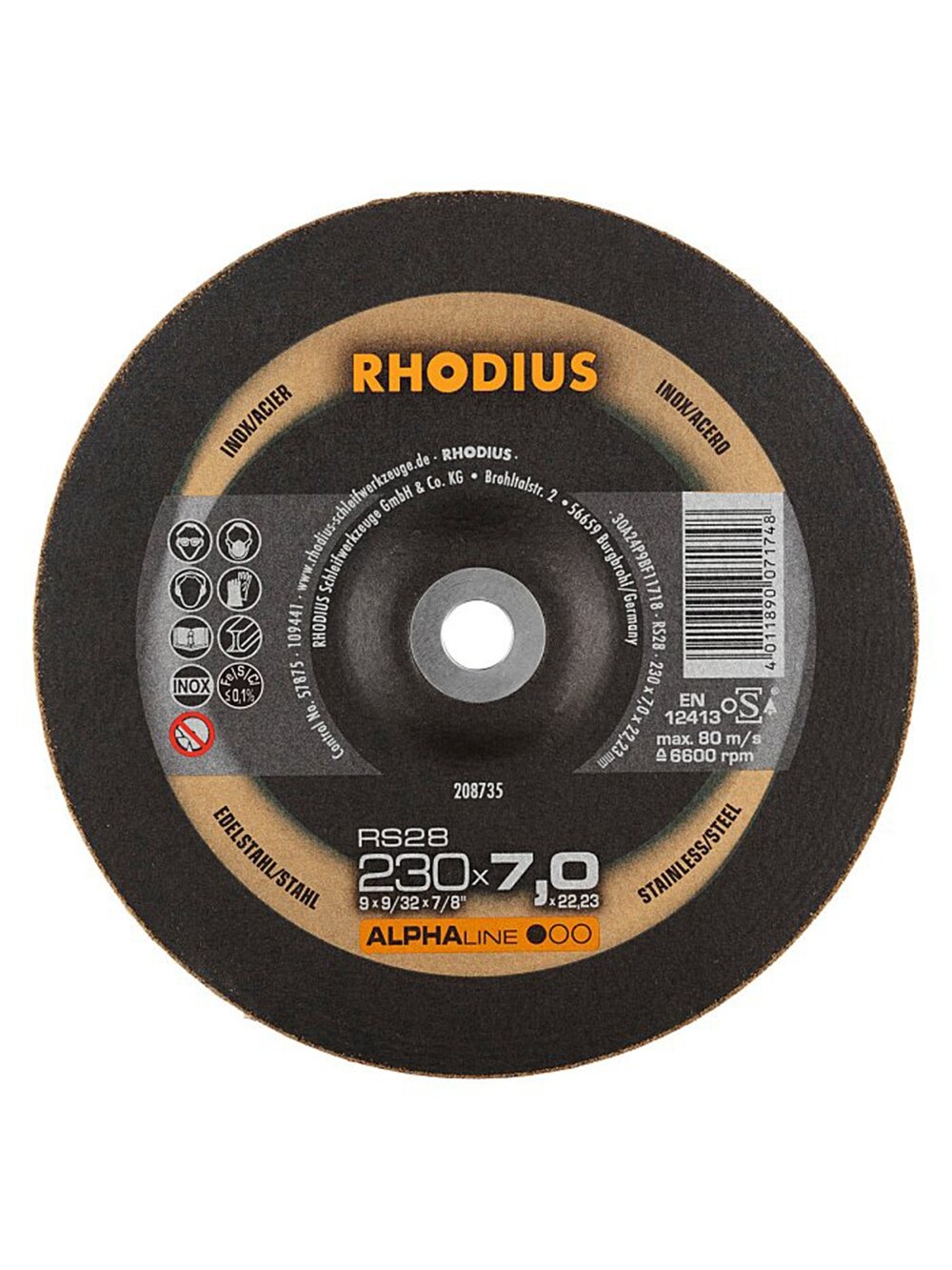 Rhodius Met. šlif. diskas „RHODIUS" 230x7x22,2 mm Rhodius Met. šlif. diskas „RHODIUS" 230x7x22,2 mm