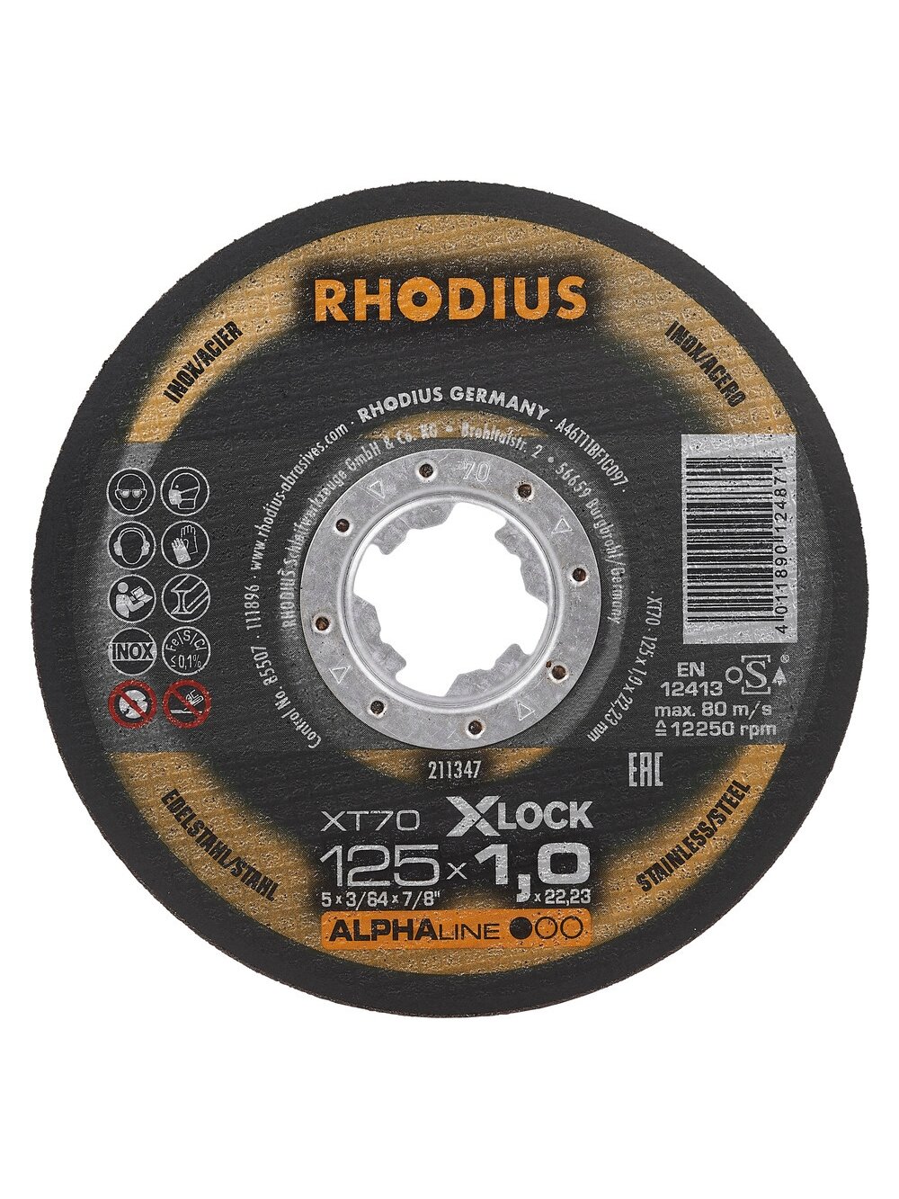 Rhodius Met.pj. diskas XT70 125x1,0x22,23 X-LOCK Rhodius Met.pj. diskas XT70 125x1,0x22,23 X-LOCK
