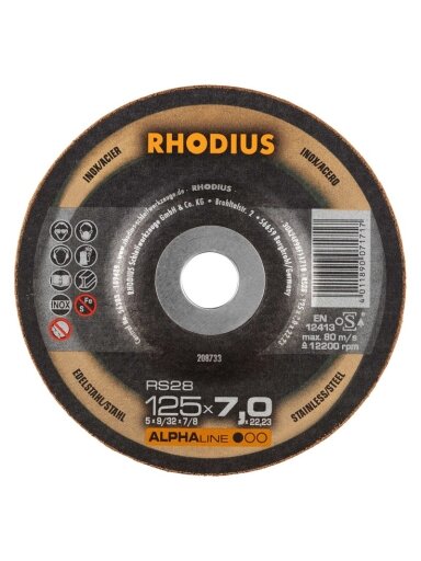 Rhodius Met. šlif. diskas „RHODIUS" 125x7x22,2 mm