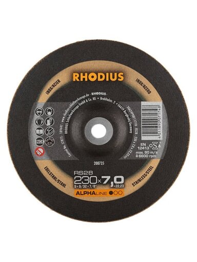 Rhodius Met. šlif. diskas „RHODIUS" 230x7x22,2 mm