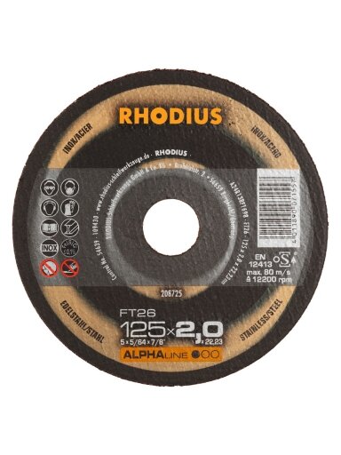 Rhodius Pjovimo diskas Rhodius FT26 180x2x22,23 mm