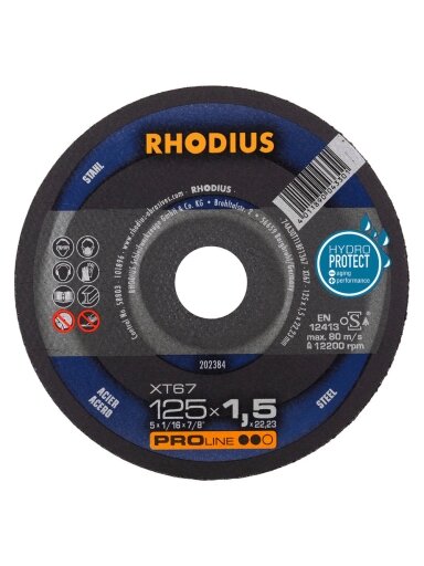Rhodius Pjovimo diskas, XT67, 125x1,5 x22,23 mm, RHODIUS