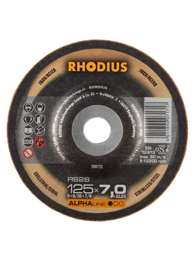 Rhodius Met. šlif. diskas „RHODIUS" 125x7x22,2 mm Rhodius Met. šlif. diskas „RHODIUS" 125x7x22,2 mm