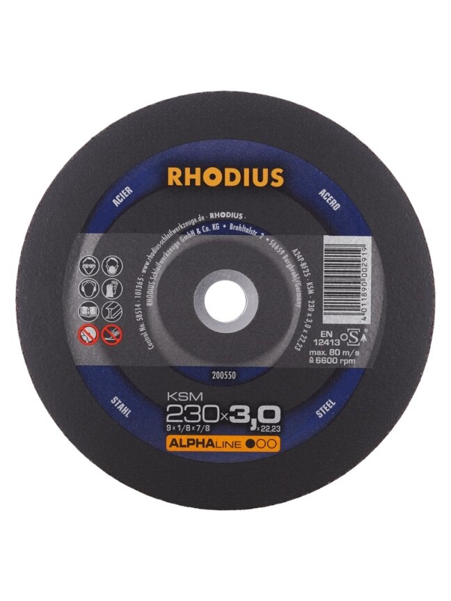 Rhodius Metalo pjovimo diskas KSM 230x3x22,23 mm Rhodius Metalo pjovimo diskas KSM 230x3x22,23 mm