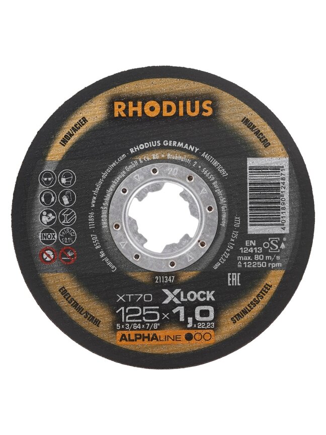 Rhodius Met.pj. diskas XT70 125x1,5x22,23 X-LOCK Rhodius Met.pj. diskas XT70 125x1,5x22,23 X-LOCK