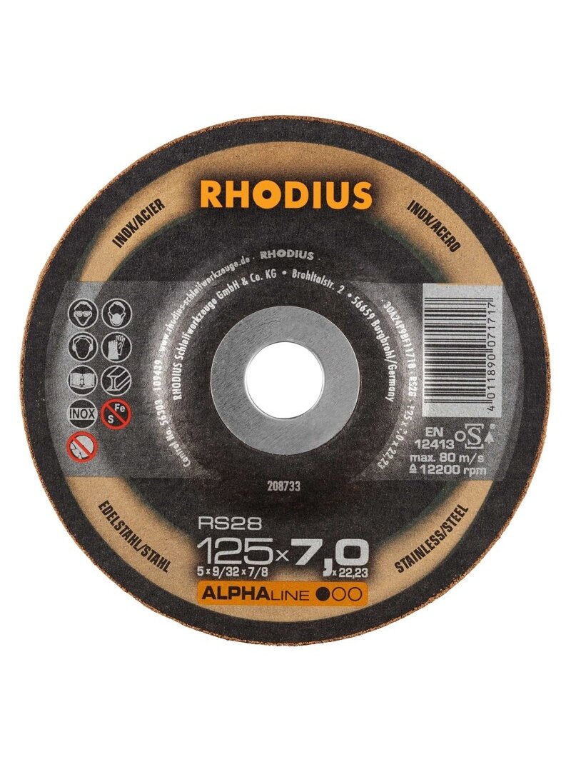 Rhodius Met. šlif. diskas „RHODIUS" 125x7x22,2 mm
