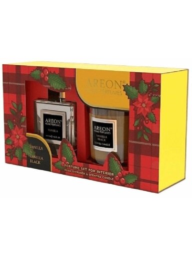 Rinkinys, namų kvapas ir žvakė Areon Black Vanilla
