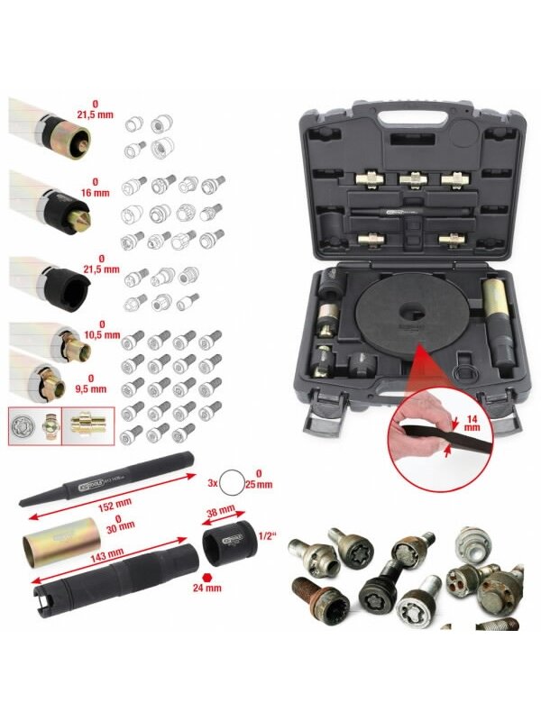 Rim lock removal set, 15 pcs, KS Tools 1