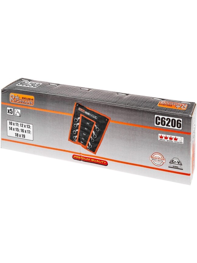 Richmann Lenkti raktai 10 mm - 19 mm, 5 vnt. 5 Richmann Lenkti raktai 10 mm - 19 mm, 5 vnt. 5
