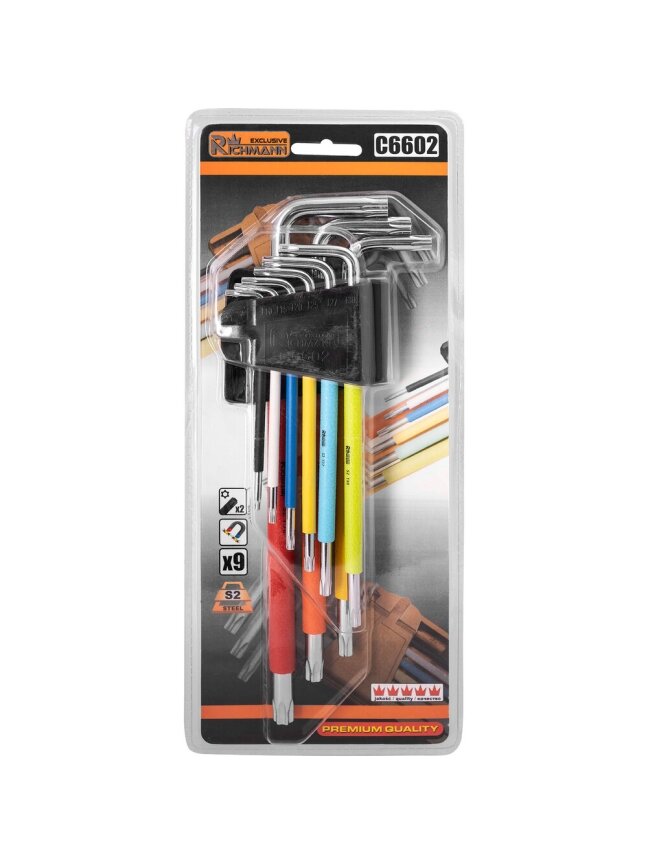 Richmann Šešiakampiai raktai TORX T10 - T50 9 vnt. 2 Richmann Šešiakampiai raktai TORX T10 - T50 9 vnt. 2