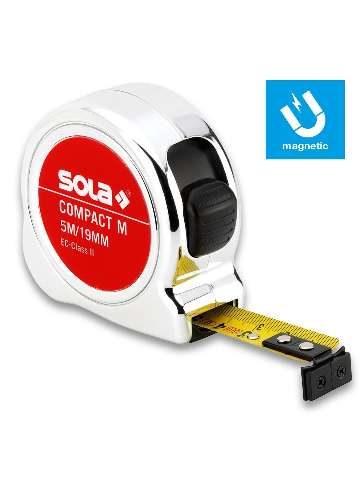 Ruletė COMPACT Magnetic, II klasė Sola | 5m/19mm, II klasė