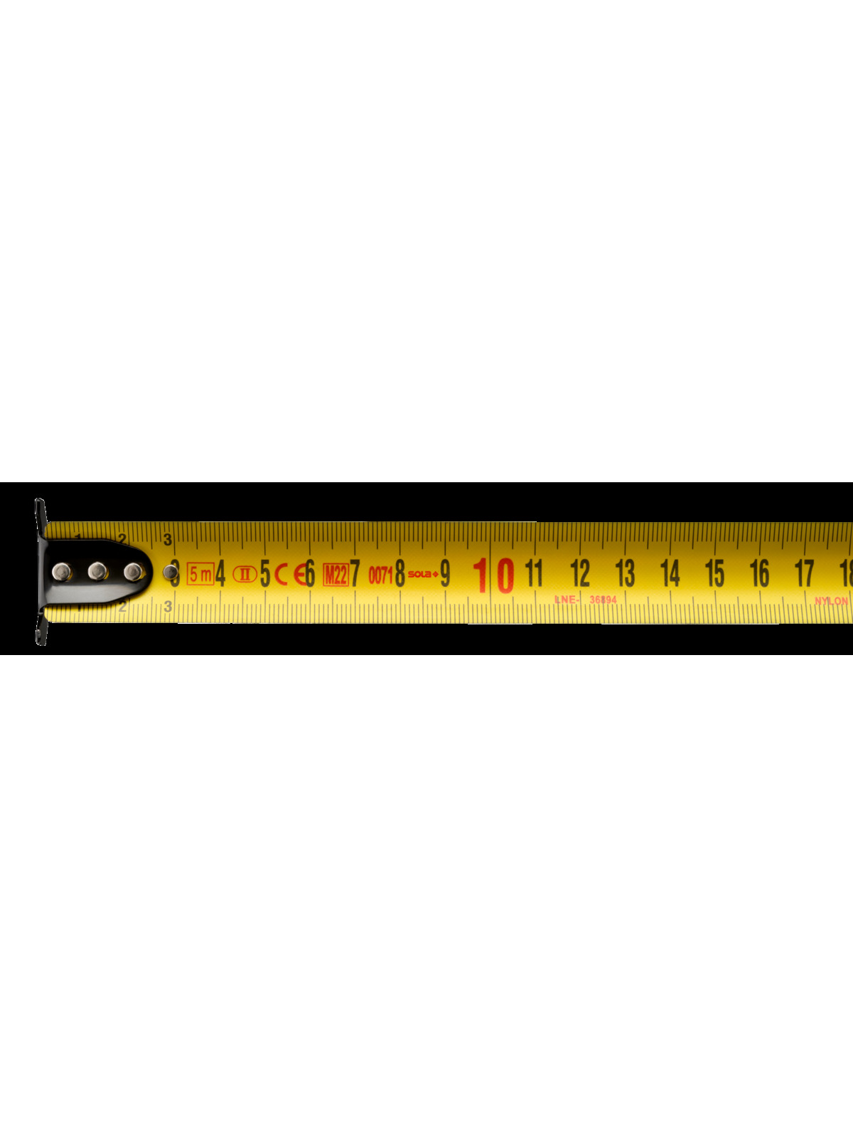 Ruletė dvipusė 5 m × 25 mm, klasė II, su dvigubu slankiu kabliuku SOLA PROTECT DS (PE DS 525) 12