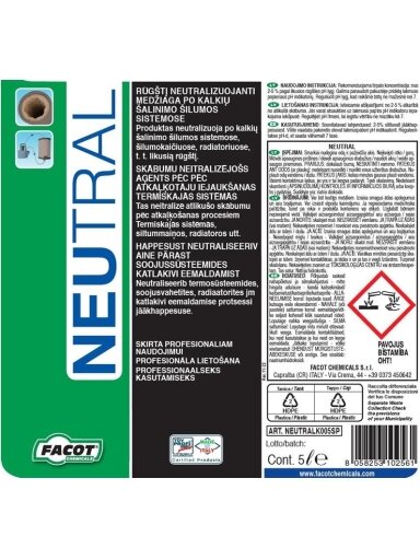 Rūgštį neutralizuojantis skystis šilumos sistemoms, 5 l