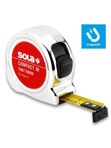 Ruletė COMPACT Magnetic, II klasė Sola | 5m/19mm, II klasė