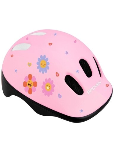 Šalmas vaikams Spokey Fun, juodas/rožinis, 52-56 cm