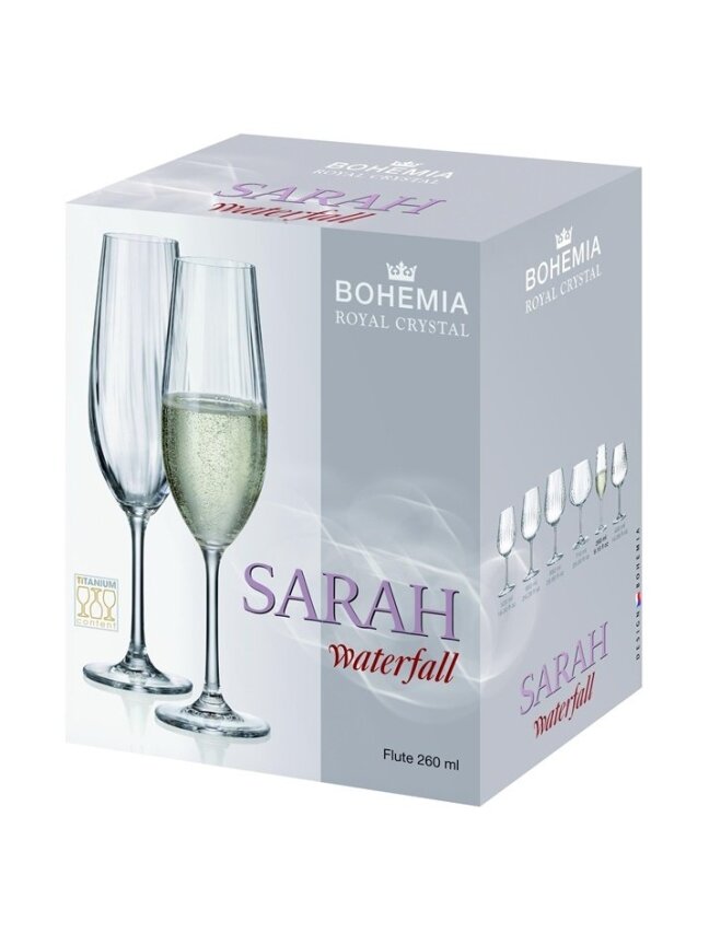 Šampano taurės BOHEMIA ROYAL CRYSTAL SARAH, 260 ml, 6 vnt. 1 Šampano taurės BOHEMIA ROYAL CRYSTAL SARAH, 260 ml, 6 vnt. 1