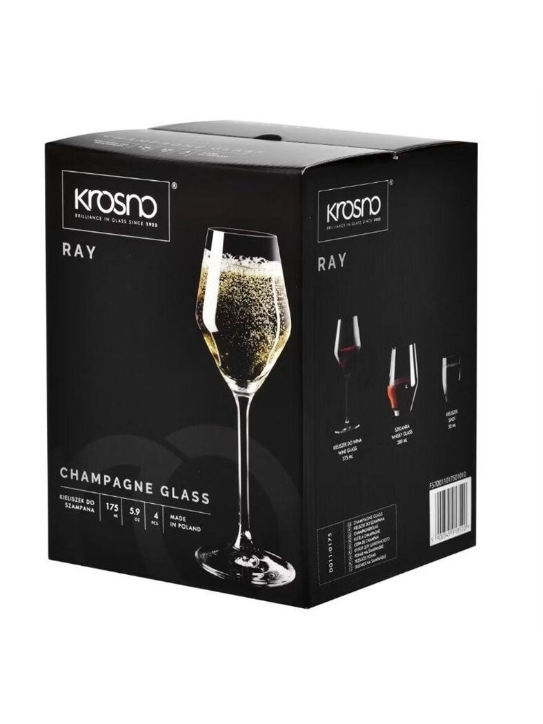 Šampano taurių komplektas Krosno RAY, stiklas, 0.175l, 4 vnt 1 Šampano taurių komplektas Krosno RAY, stiklas, 0.175l, 4 vnt 1
