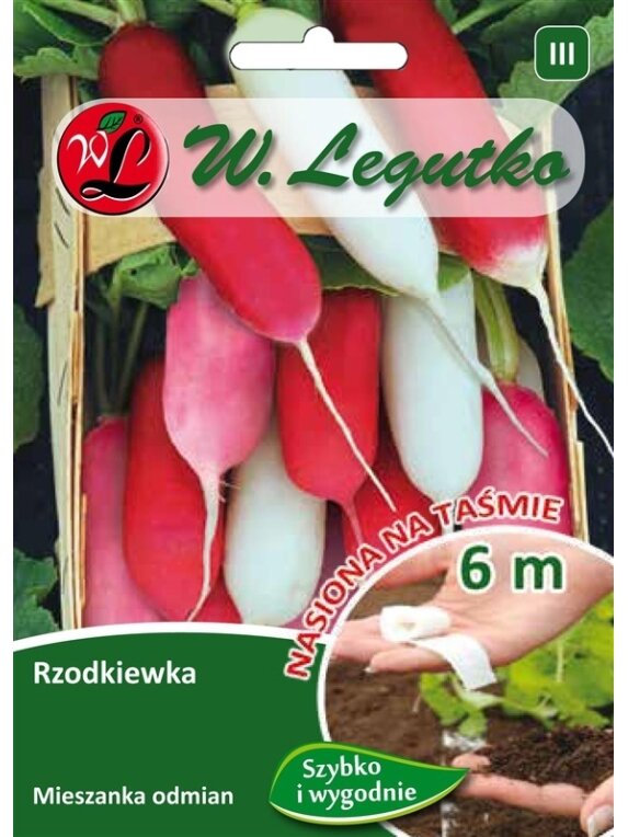 Sėklos juostoje ridikėlių mišinys pailgi