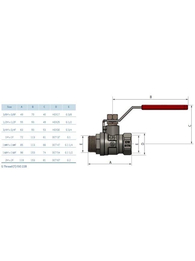 SENA ventilis 1"1/2 v/i ilga rankena (150607) 1