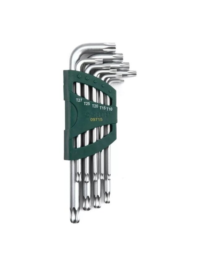 ⬡ Šešiabriaunių TORX raktų su rutuliniu antgaliu rinkinys 9 vnt. (T10-T50) (ST09715, SATA) ⬡ Šešiabriaunių TORX raktų su rutuliniu antgaliu rinkinys 9 vnt. (T10-T50) (ST09715, SATA)