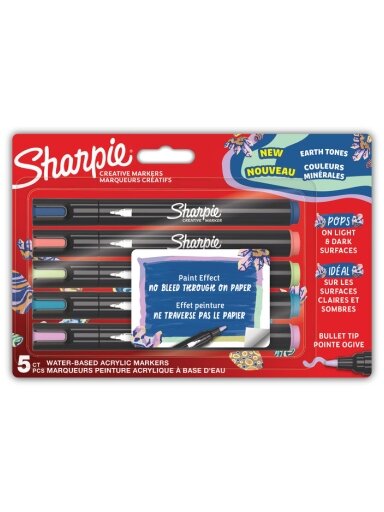 Sharpie Kūrybinių markerių rinkinys, apvalus antgalis , SHARPIE, 5 vnt.