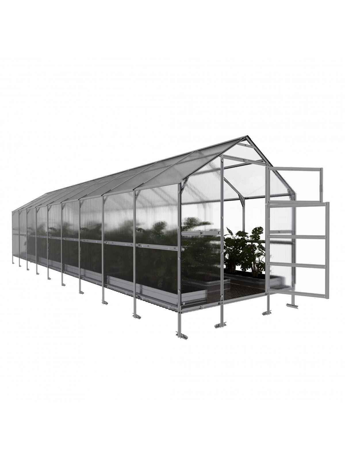 Šiltnamis KLASIKA Bernard - 4 mm storio kanalinis polikarbonatas - 2,35 x 9 m (21,15 m²)