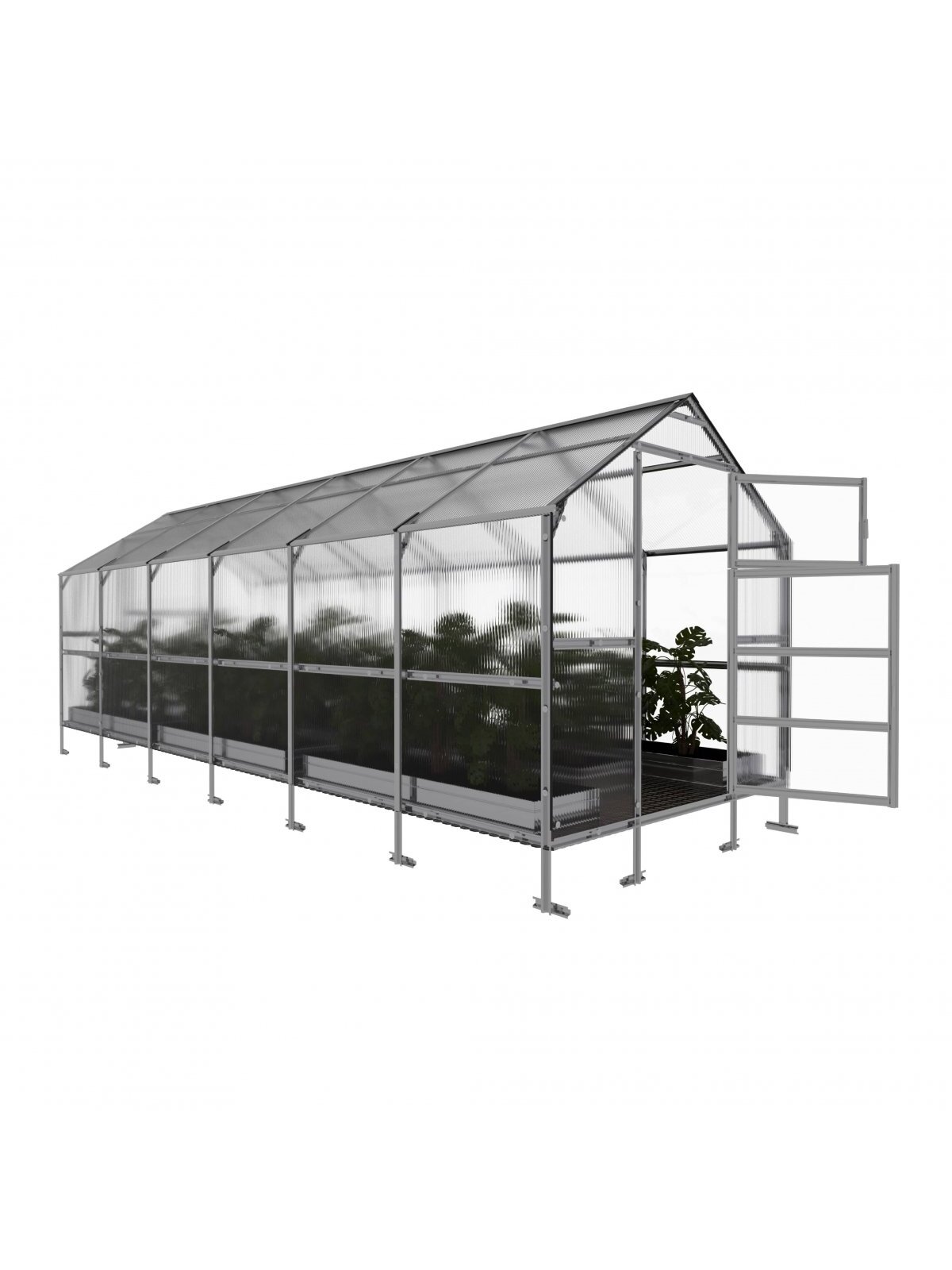 Šiltnamis KLASIKA Bernard - 6 mm storio kanalinis polikarbonatas - 2,35 x 6 m (14,1 m²)