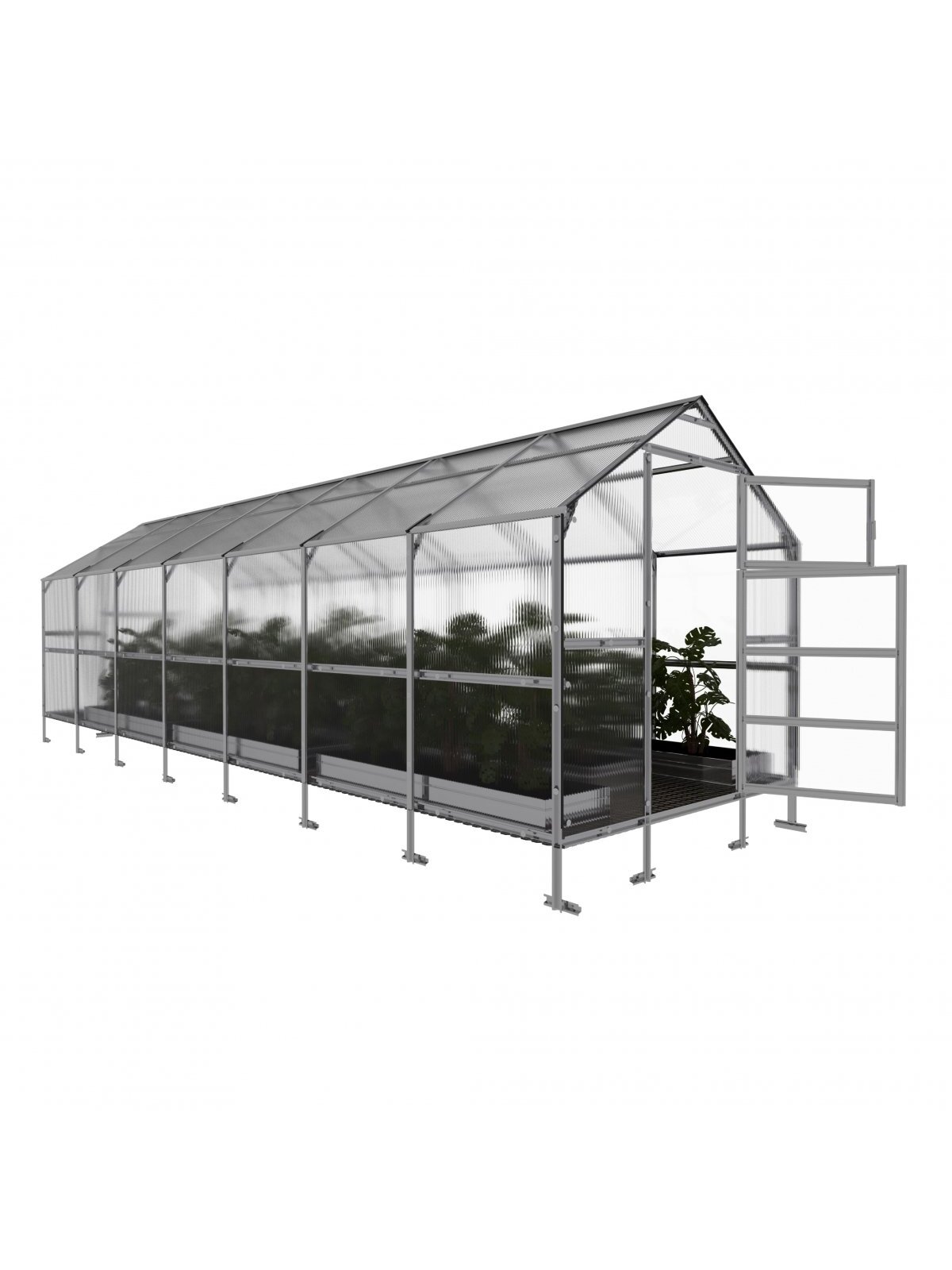 Šiltnamis KLASIKA Bernard - 6 mm storio kanalinis polikarbonatas - 2,35 x 7 m (16,45 m²)