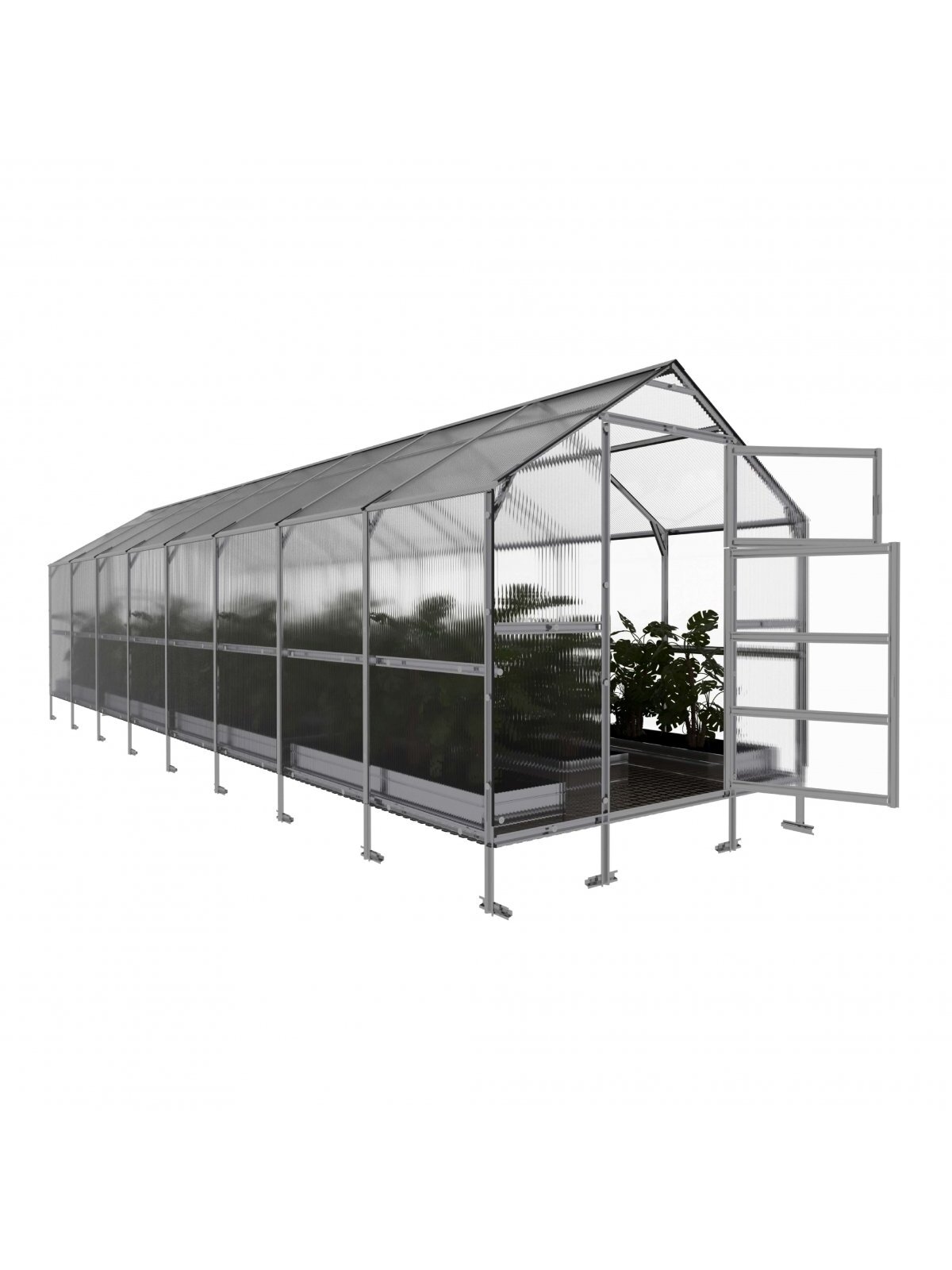 Šiltnamis KLASIKA Bernard - 6 mm storio kanalinis polikarbonatas - 2,35 x 8 m (18,8 m²)