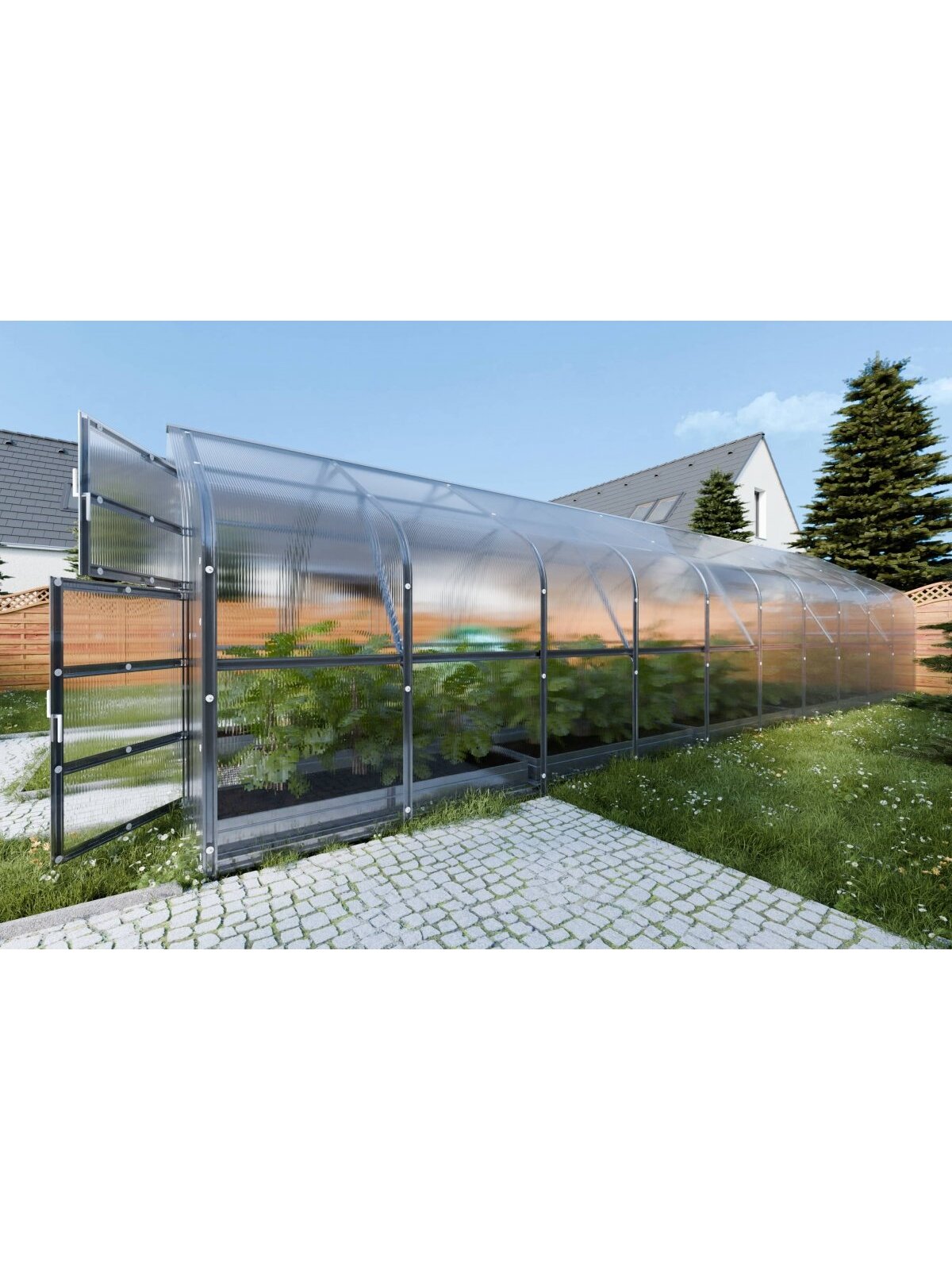 Šiltnamis KLASIKA Drop - 4 mm storio kanalinis polikarbonatas - 2,5 x 10 m (25 m²) 5