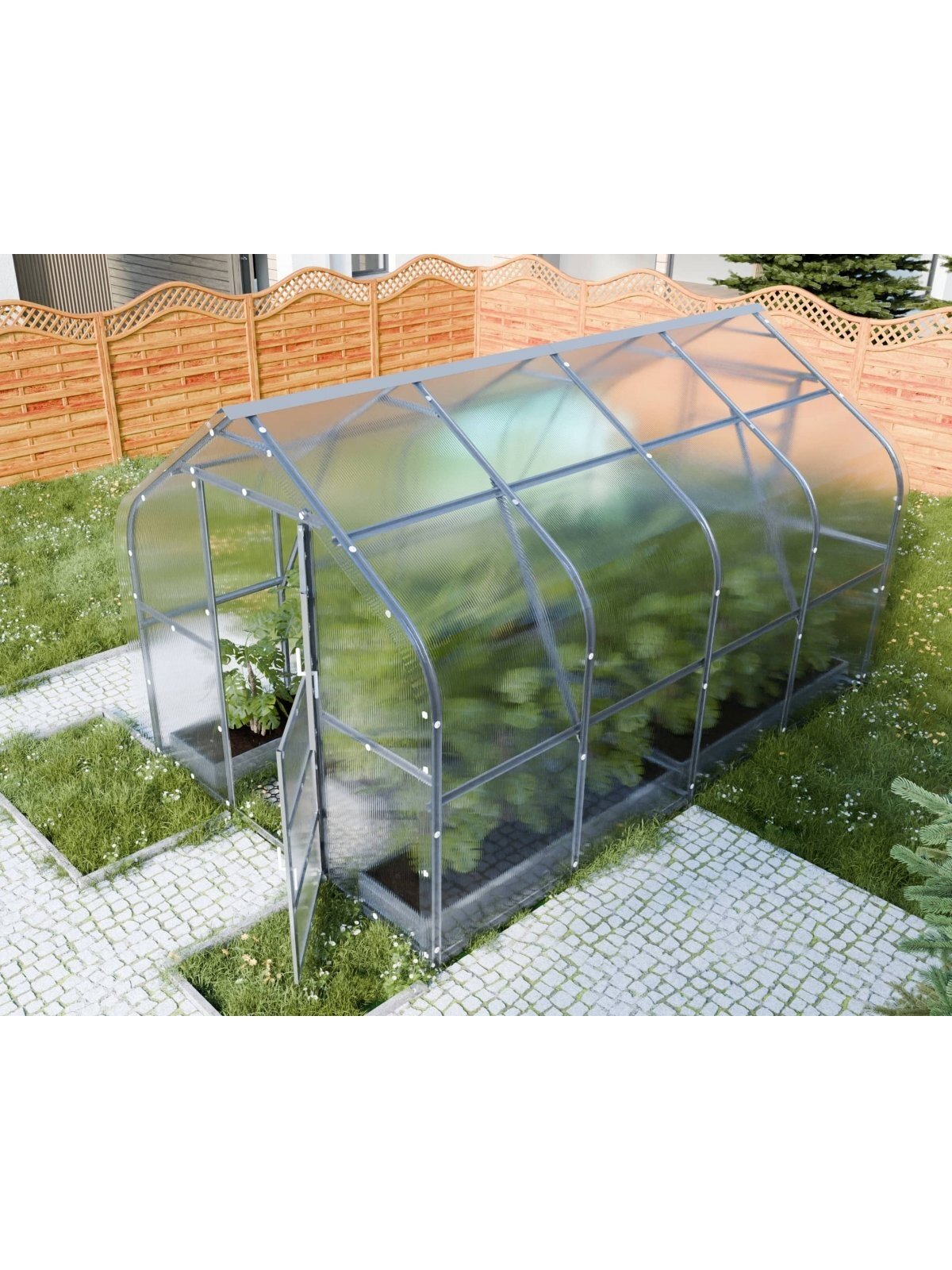 Šiltnamis KLASIKA Drop - 6 mm storio kanalinis polikarbonatas - 2,5 x 4 m (10 m²) 4 Šiltnamis KLASIKA Drop - 6 mm storio kanalinis polikarbonatas - 2,5 x 4 m (10 m²) 4