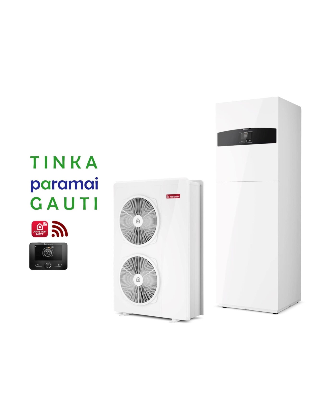 Šilumos siurblys Oras-Vanduo Ariston Nimbus R32, Compact, 150 S T Net 16.90 kW Φ3, su integruotu 177l vandens šildytuvu ir Wi-Fi