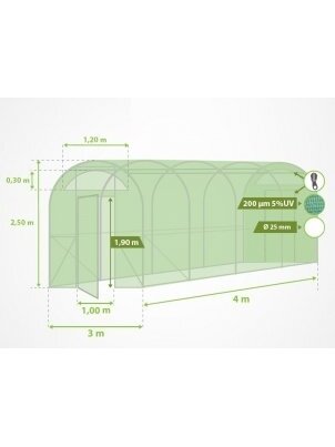 Šiltnamių plėvelės 3x4 m | ↑ 2.5 m 2